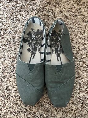 TOMS Olive Canvas Slip-On Sneakers